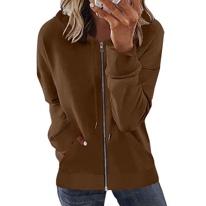 Women's hooded jacket with full zipper, kangaroo pockets and elastic cuffs Mune Fashion