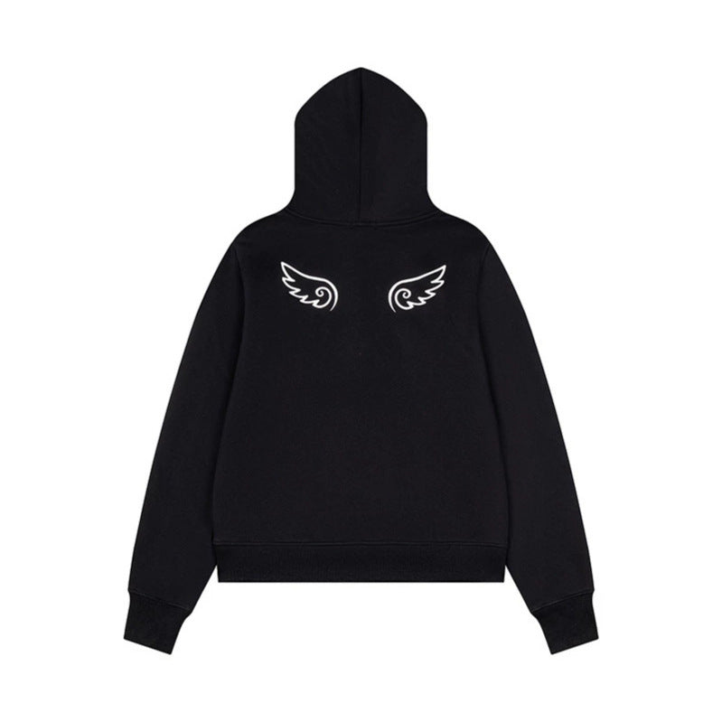 Women's hooded sweatshirt jacket with full zip, kangaroo pockets and playful leopard mustache print Mune Fashion