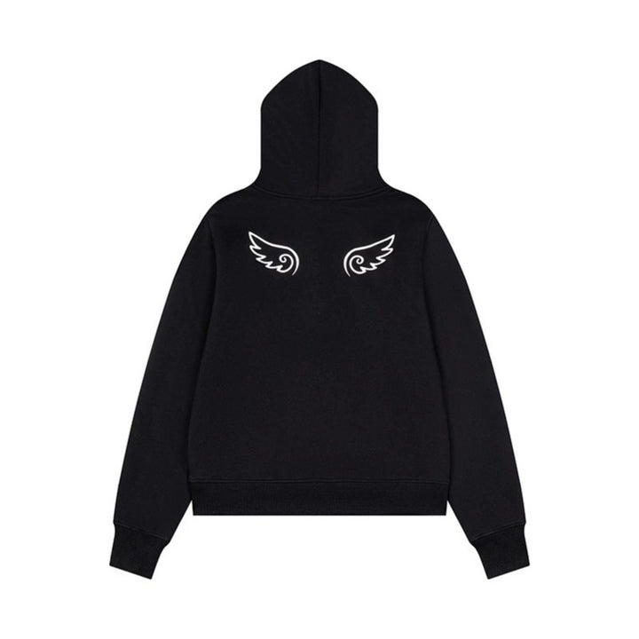 Women's hooded sweatshirt jacket with full zip, kangaroo pockets and playful leopard mustache print Mune Fashion