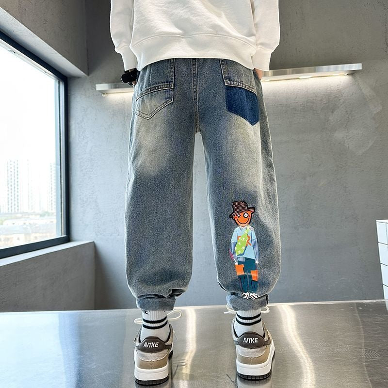 Men's Casual Baggy Jeans with Colorful Appliqués Mune Fashion