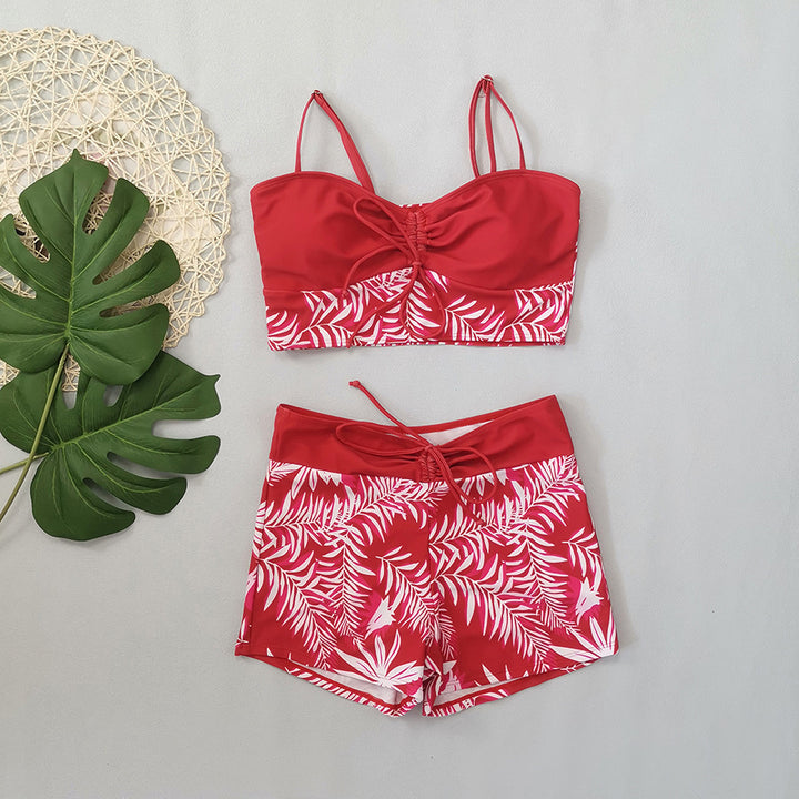 Women's Crop Top Bikini with Floral Design and Comfortable Shorts Mune Fashion