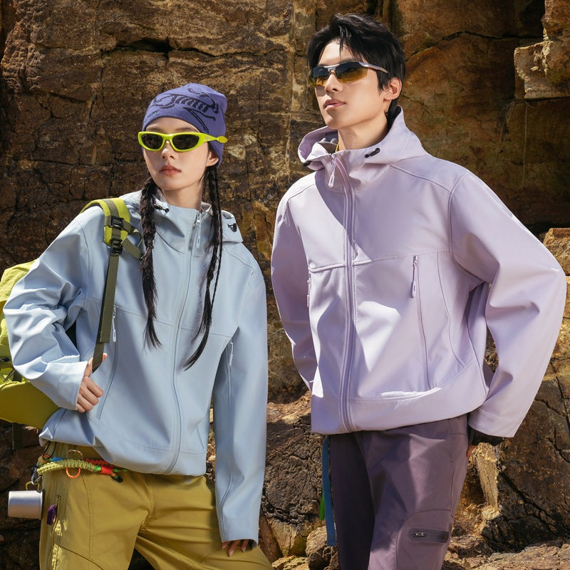 Men's Softshell Outdoor Jacket with Hood, Windproof and Water-Repellent Mune Fashion