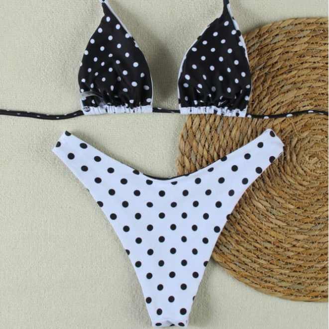 Women's triangle bikini set with fashionable polka dot design Mune Fashion
