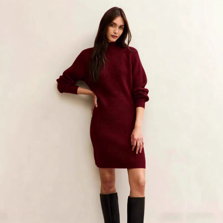 Women's knit dress with roll neck and raglan sleeves Mune Fashion