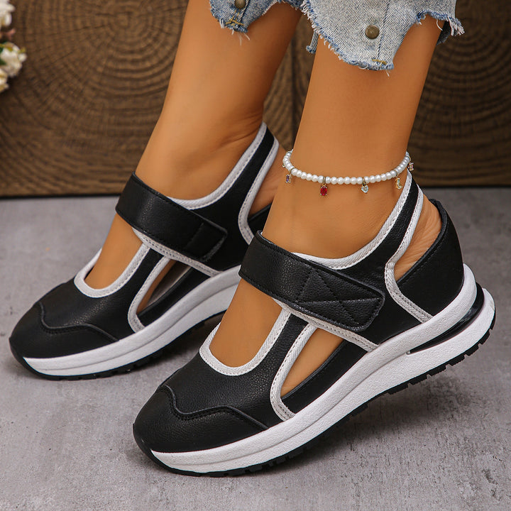 Damen sportliche Slingback-Sneakers mit Klettverschluss und leichter Keilsohle Mune Fashion