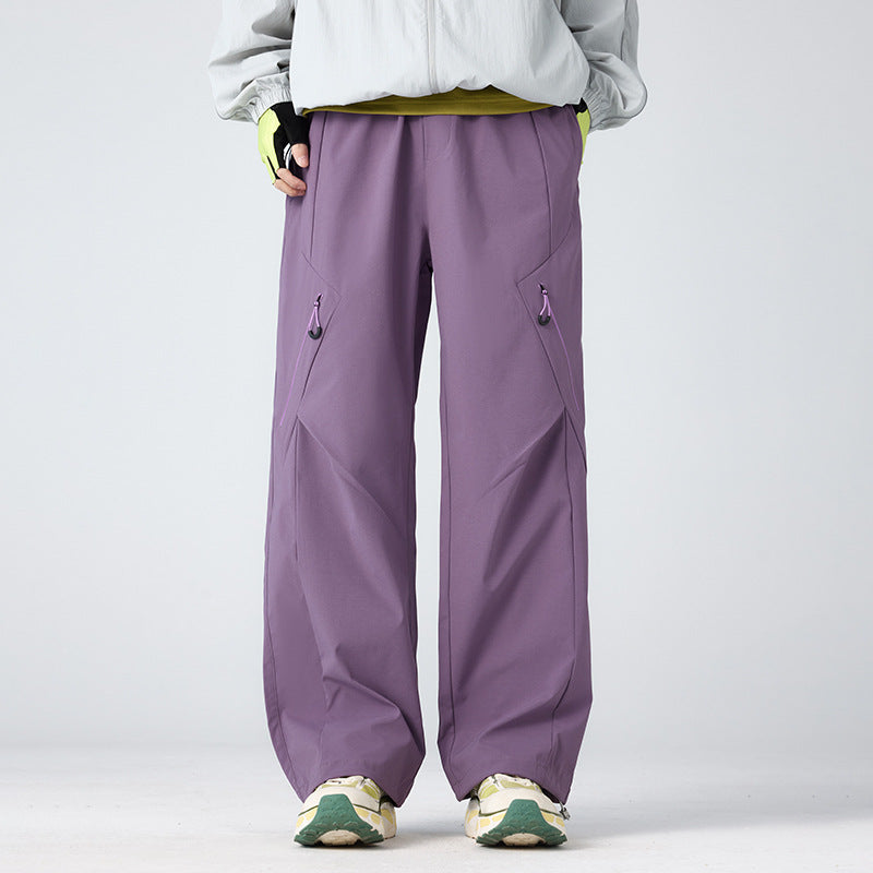 Men's Loose Technical Cargo Pants with Utility Pockets and Elastic Waistband Mune Fashion