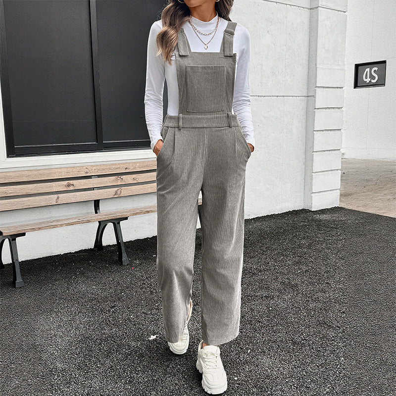 Ladies Casual Cotton Jumpsuit with Wide Legs Mune Fashion