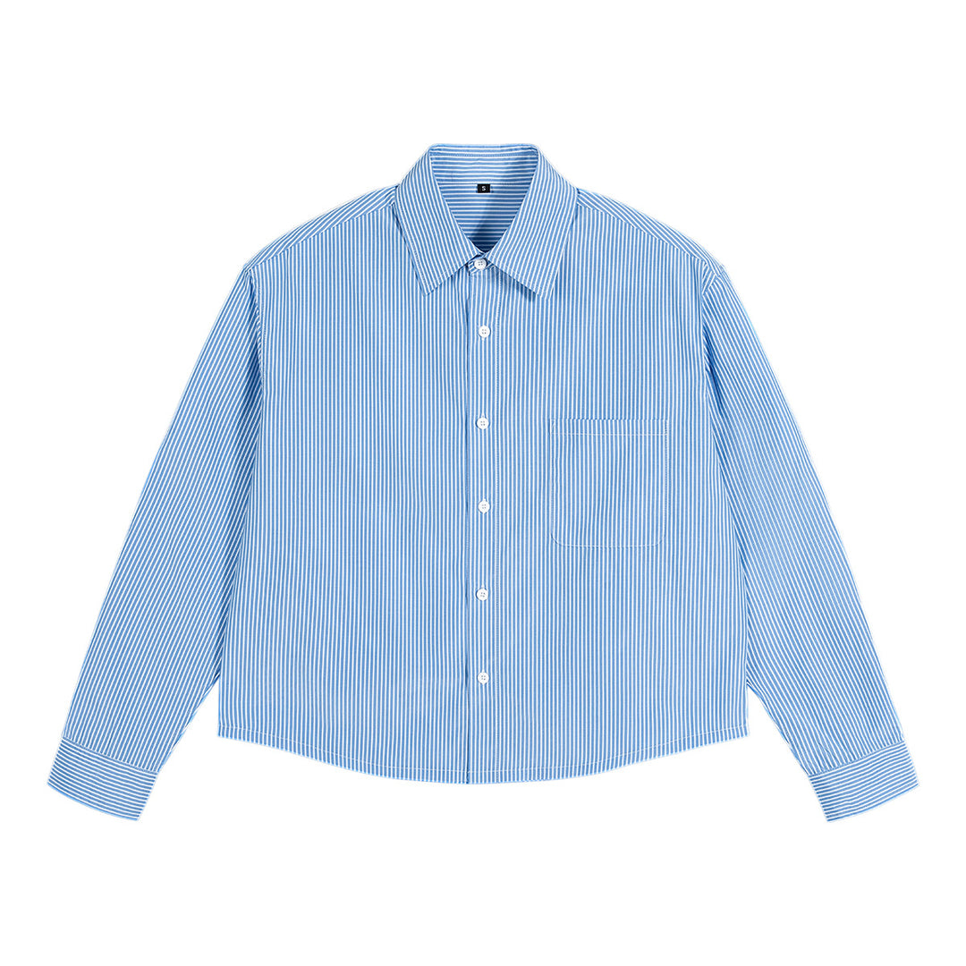Ladies Oversized Shirt with Fine Pinstripes and Chest Pocket Mune Fashion
