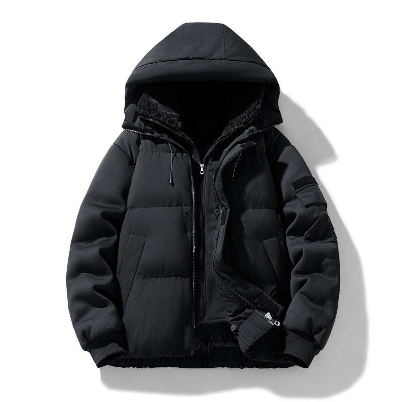 Men's padded hooded jacket with teddy lining and contrasting softshell sleeves Mune Fashion