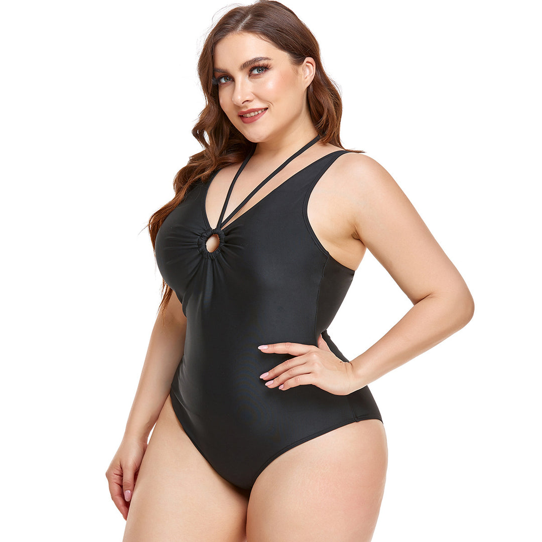Women Elegant High-Cut One-Piece Swimsuit with Fashionable Ring Detail Mune Fashion