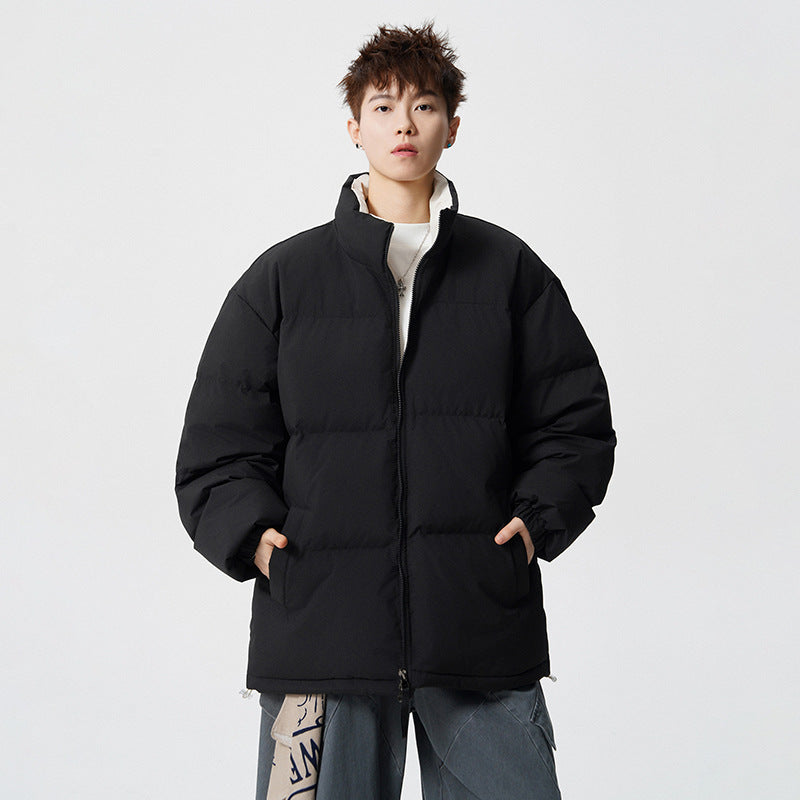 Men's Short Cut Oversized Quilted Jacket with High Collar Mune Fashion