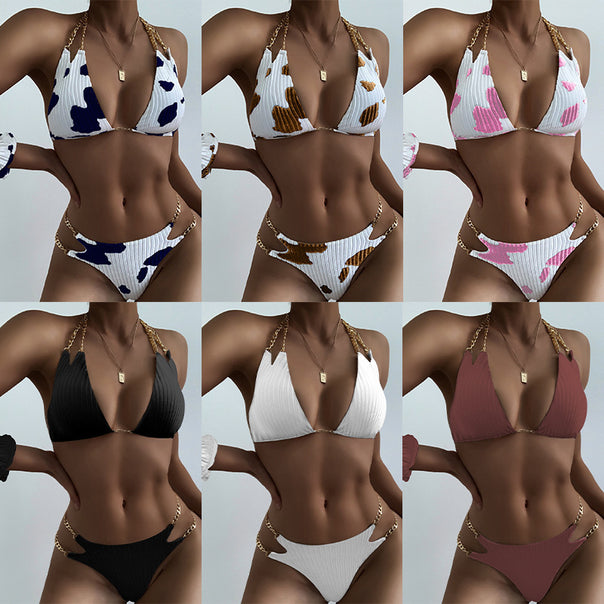 Women's triangle bikini with golden chain details Mune Fashion
