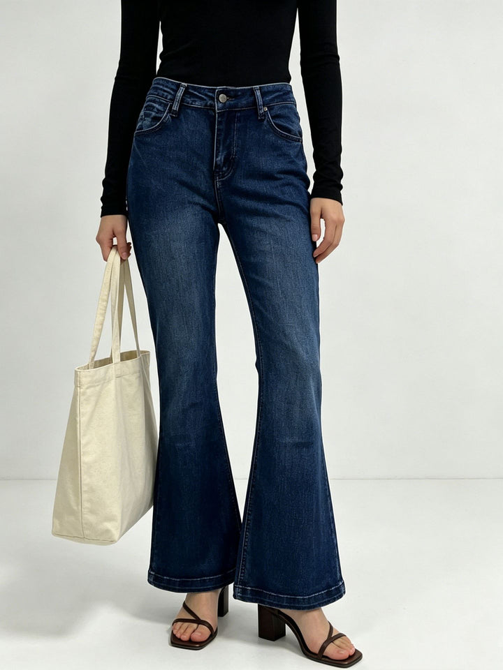 Women's High-Waist Flared Jeans with figure-hugging waistband and wide flare Mune Fashion