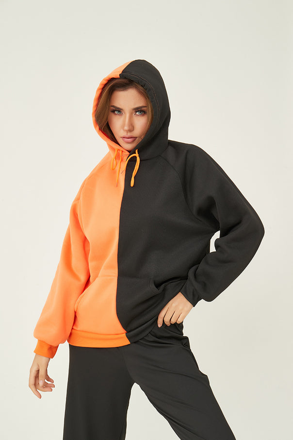 Women's hoodie with contrasting block design, oversized cut and kangaroo pocket Mune Fashion