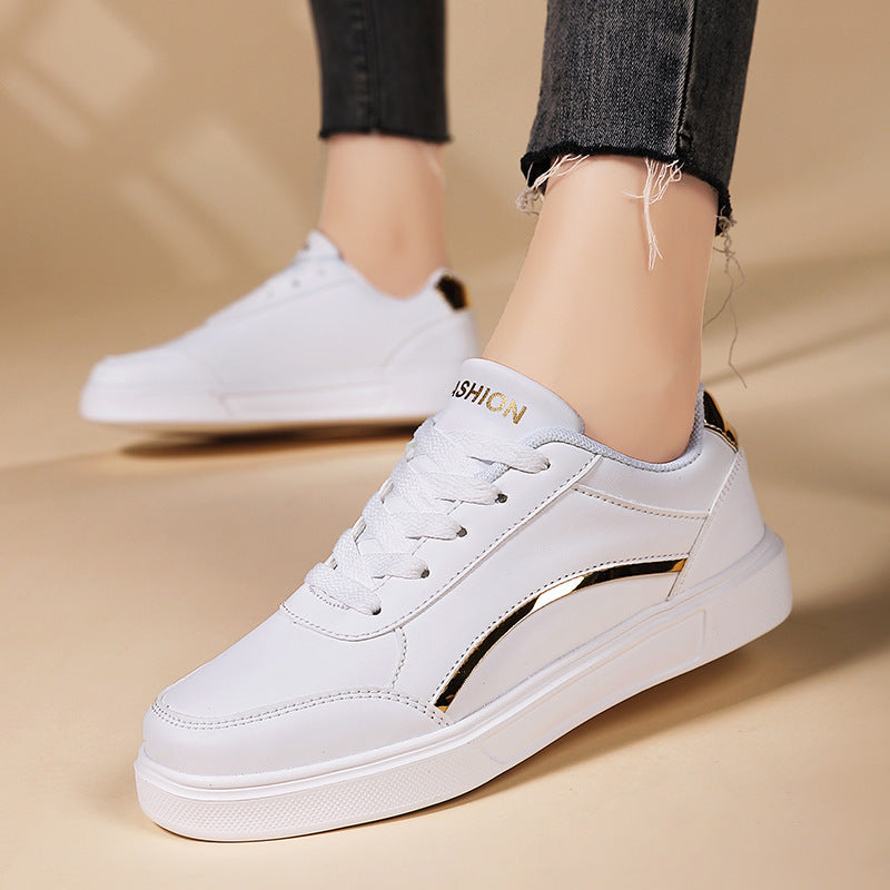 Unisex low urban city sneakers with vegan artificial leather, subtle metallic decorative edge, and shock-absorbing EVA sole Mune Fashion