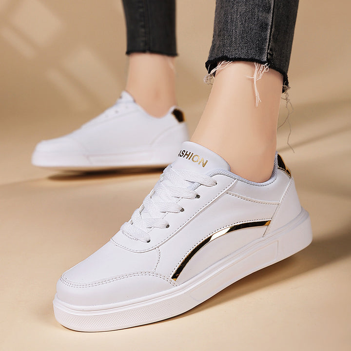 Unisex low urban city sneakers with vegan artificial leather, subtle metallic decorative edge, and shock-absorbing EVA sole Mune Fashion