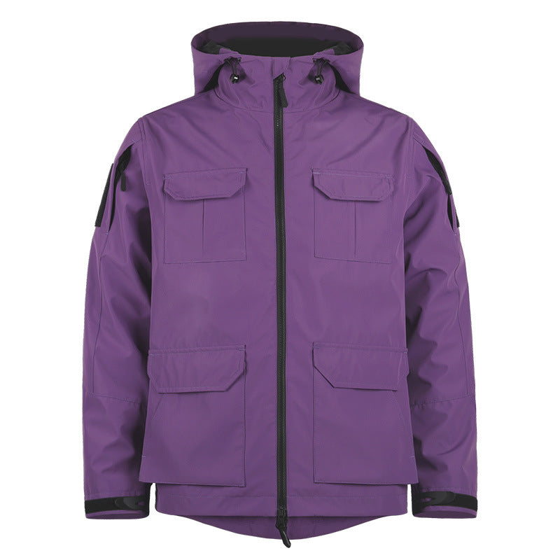 Men's  technical hooded utility field jacket with four flap cargo pockets and two-way zipper Mune Fashion