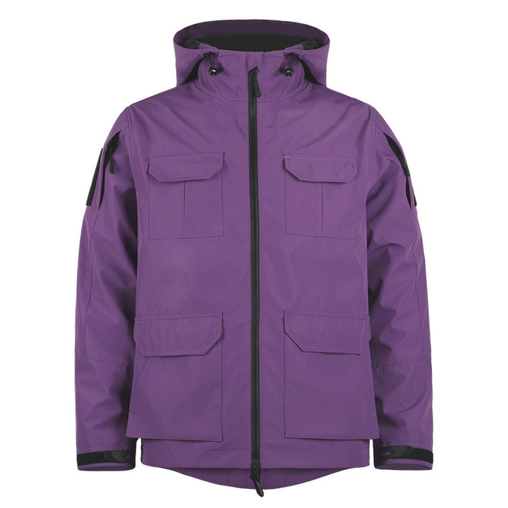Men's  technical hooded utility field jacket with four flap cargo pockets and two-way zipper Mune Fashion