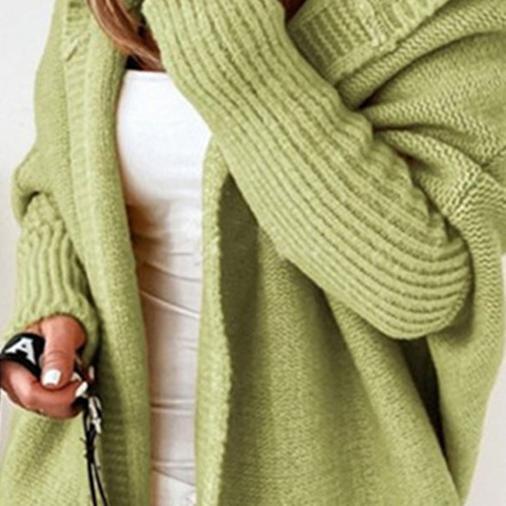 Women's Longline Hooded Knit Cardigan with Open Front Mune Fashion