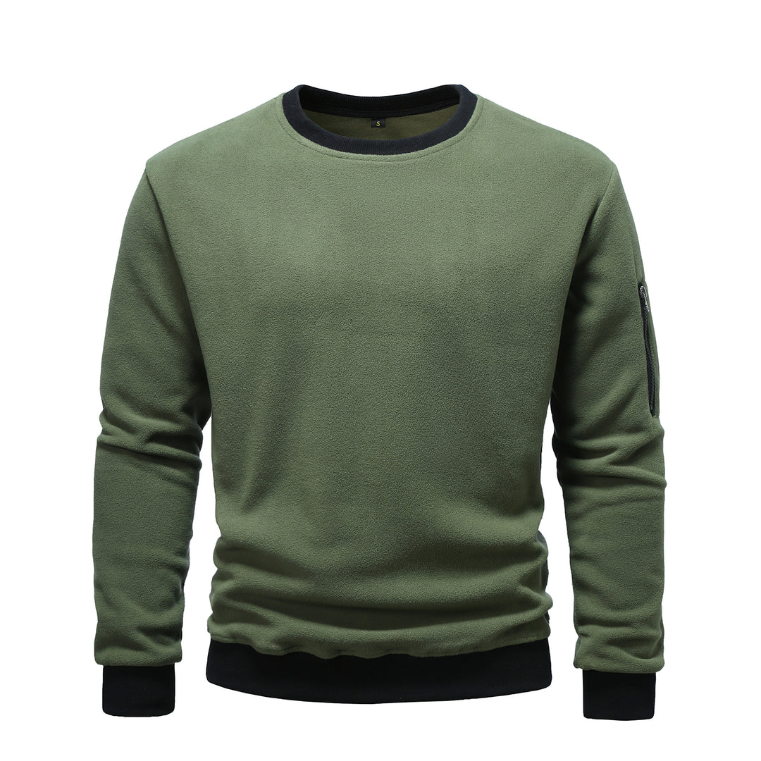 Men's fleece sweatshirt with round neck and arm pocket with zipper Mune Fashion