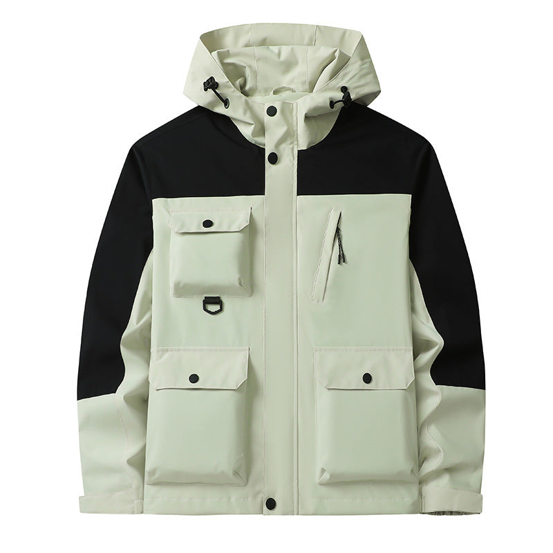 Men's Technical Utility Field Jacket with Hood, Multiple Pockets and Wind-Resistant Shell Mune Fashion