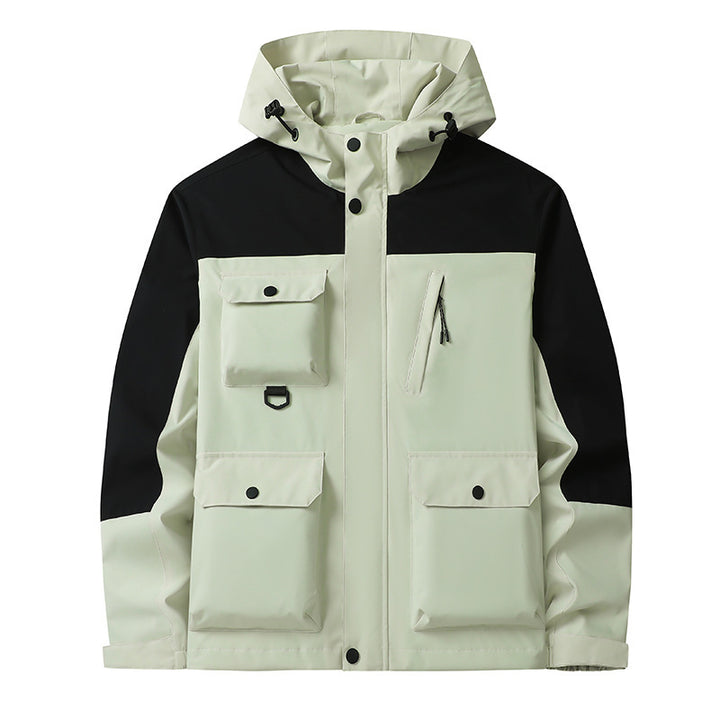 Men's Technical Utility Field Jacket with Hood, Multiple Pockets and Wind-Resistant Shell Mune Fashion