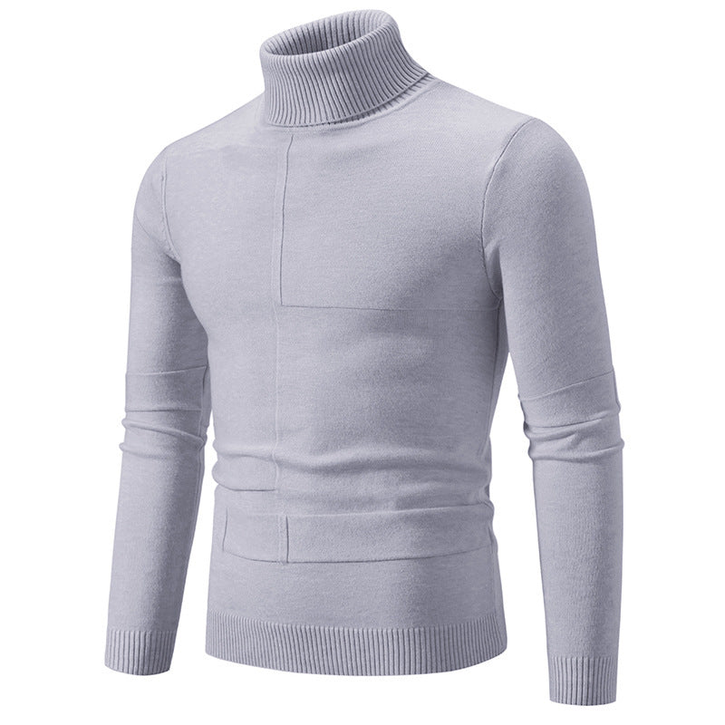 Men's fine turtleneck sweater with textured seams, slim-fit and ribbed cuffs Mune Fashion