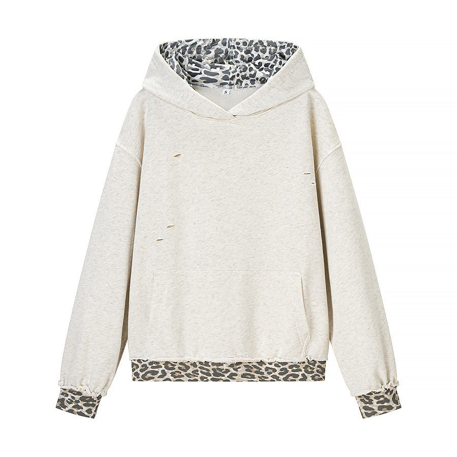 Women’s Oversized Hoodie with Leo Lining, Used Details and Kangaroo Pocket Mune Fashion