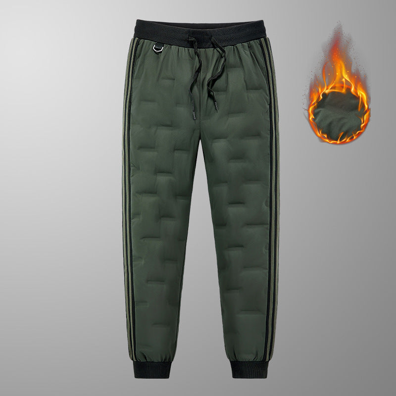 Men's Padded Quilted Jogging Pants with Thermal Insulation and Contrast Stripes Mune Fashion