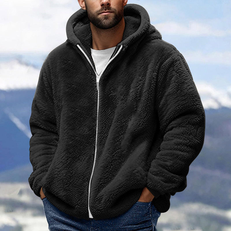 Men's Cozy Teddy Fleece Zip-Up Hoodie with Oversized Fit Mune Fashion