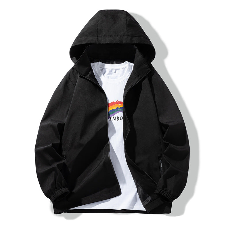 Men's Minimalist Softshell Hoodie Anorak with Water-Repellent Surface & Zipper Pockets Mune Fashion