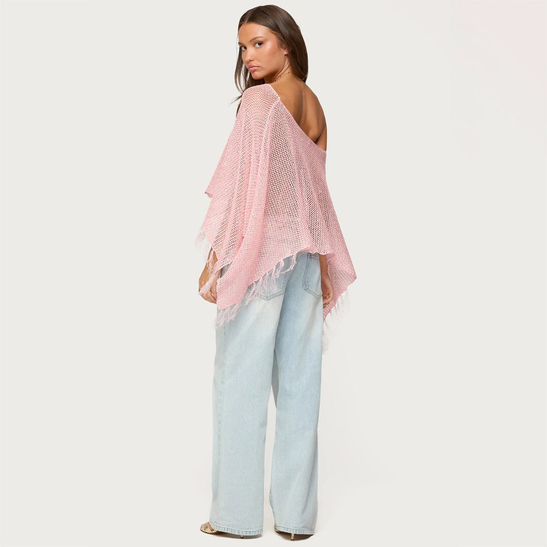Women's stylish poncho with fringes Mune Fashion