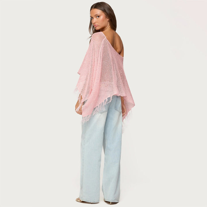 Women's stylish poncho with fringes Mune Fashion