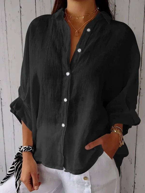 Women's Light Linen Blouse with Loose Fit Mune Fashion