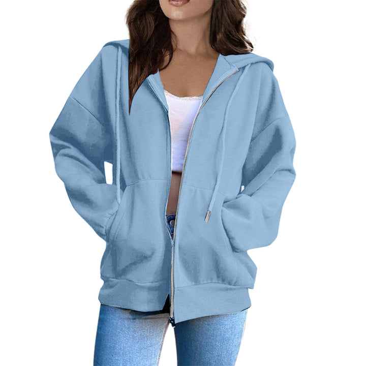 Women's casual hoodie jacket with continuous zipper, kangaroo pockets, and voluminous raglan sleeves Mune Fashion