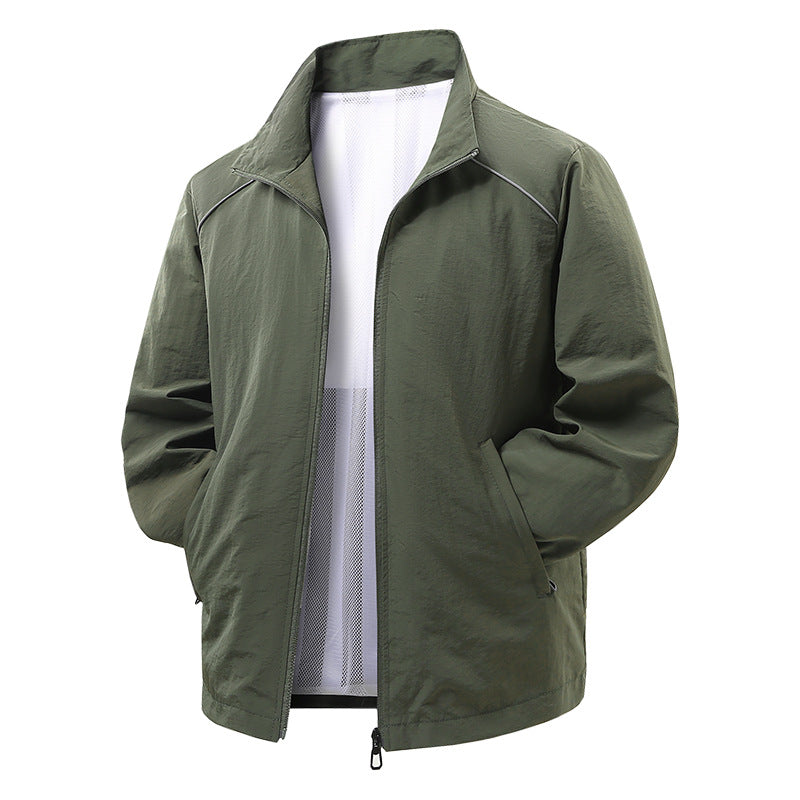 Men's Lightweight Wind and Rain Jacket with Mesh Lining and Reflective Shoulder Piping Mune Fashion