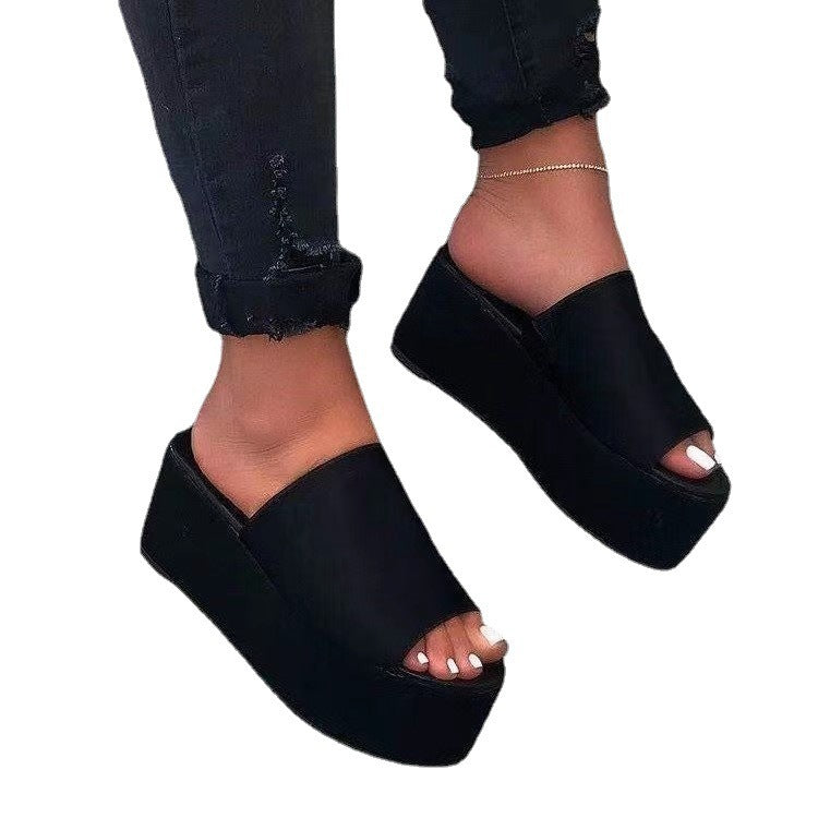 Women's platform mules with camouflage pattern and high wedge sole Mune Fashion
