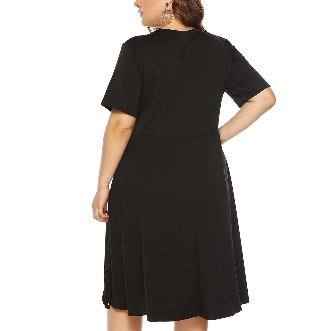 Women elegant dress with pierced collar and wavy hem Mune Fashion