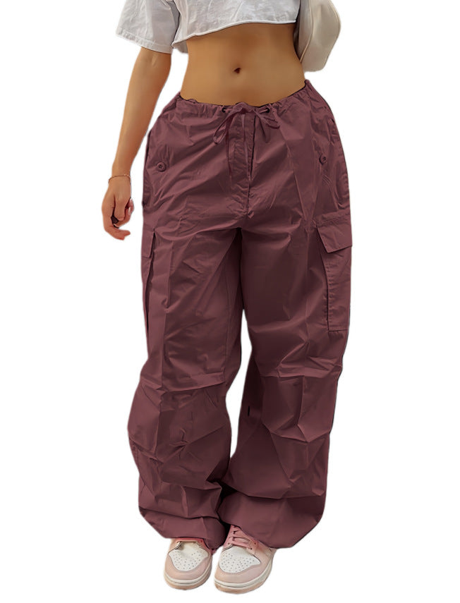 Women Wide Cargo Pants made of lightweight functional fabric with drawstring and flap pockets Mune Fashion