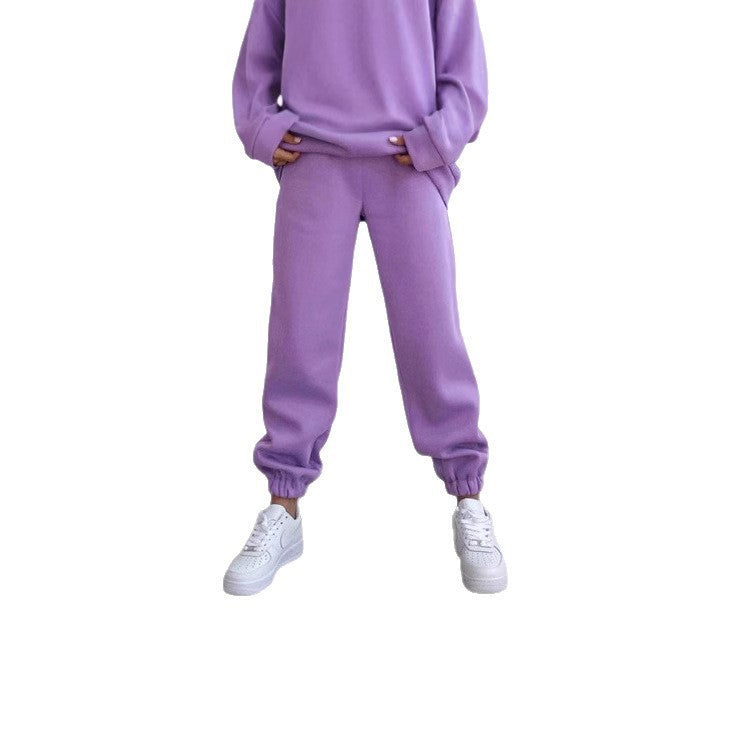 Women's casual jogging pants with high waistband, elastic ankle cuffs, and soft fleece lining Mune Fashion