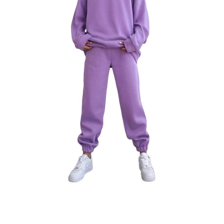 Women's casual jogging pants with high waistband, elastic ankle cuffs, and soft fleece lining Mune Fashion