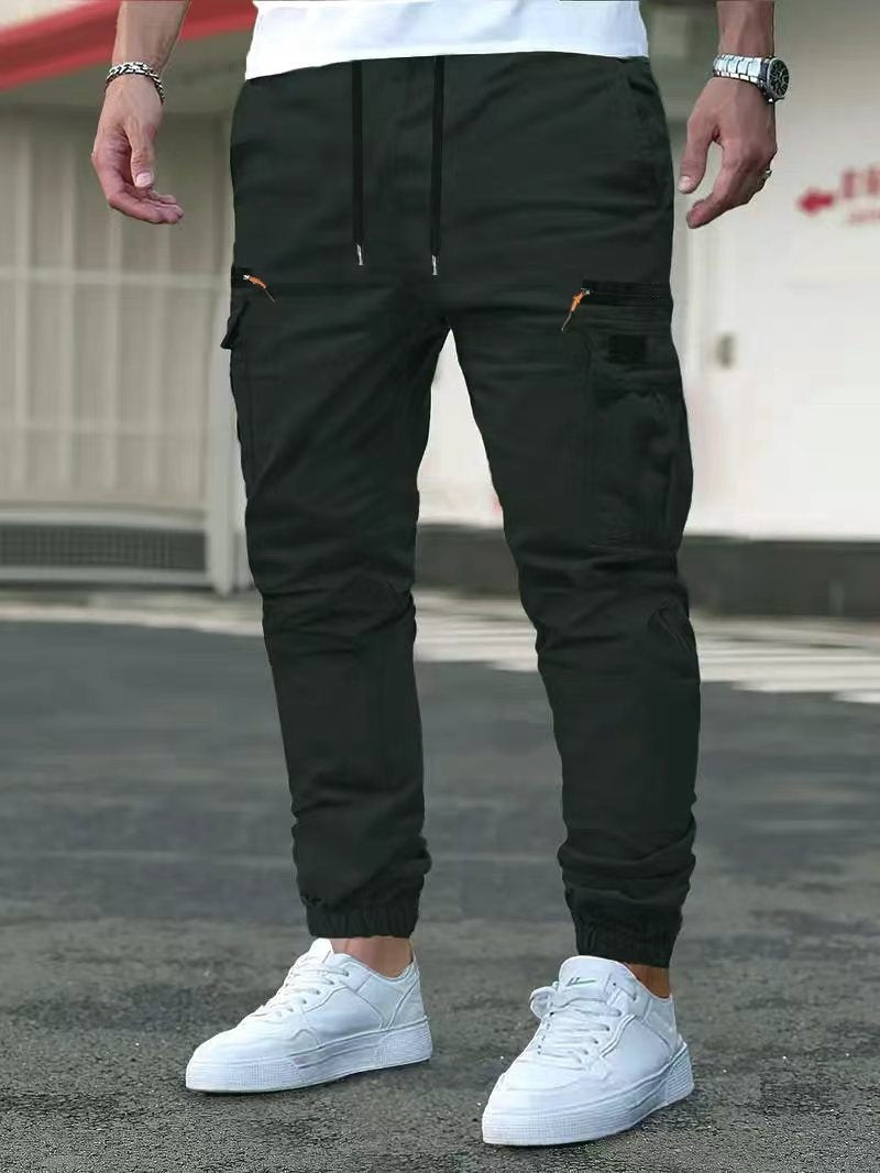 Men's Tapered Cargo Pants in Jogger Style with Elastic Waistband, Drop-Crotch Pocket & Zipper Pockets Mune Fashion