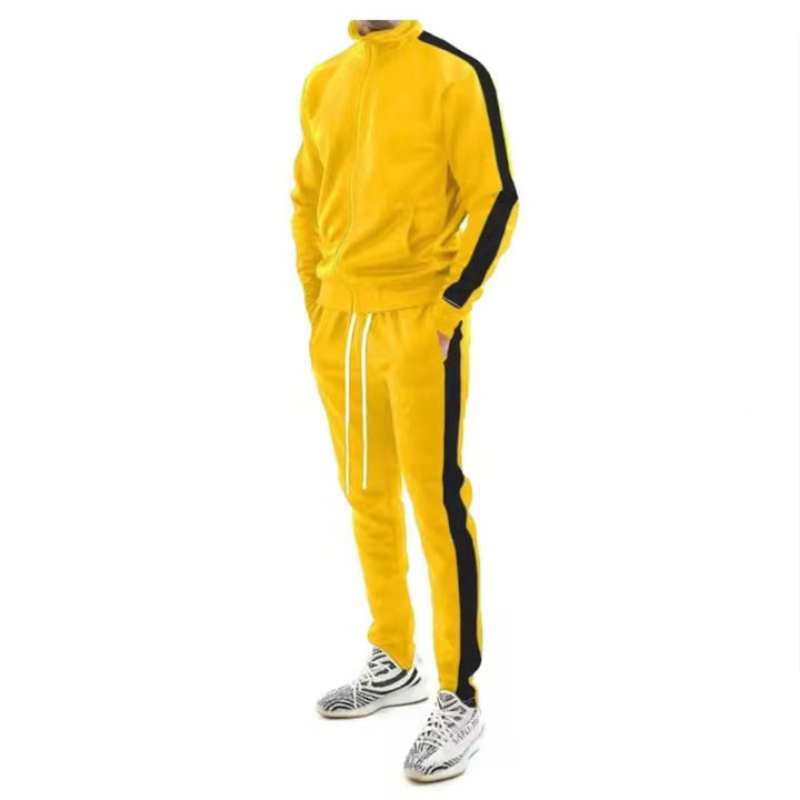 Men's slim training set with stand-up collar, zip jacket and fitted drawstring jogger Mune Fashion