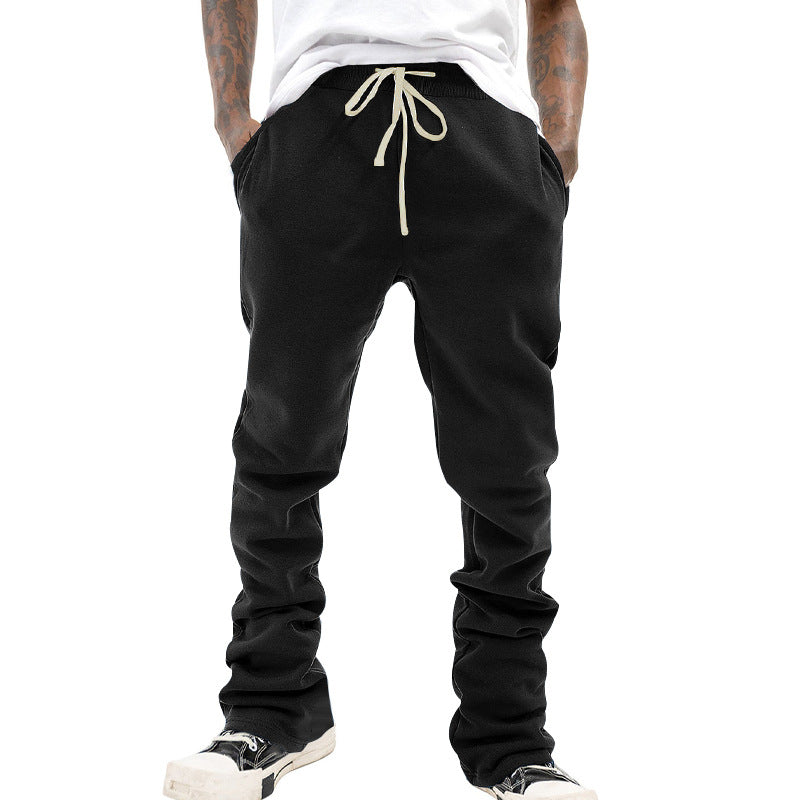 Men's casual sweatpants with elastic comfort waistband, drawstring, fleece lining, and straight leg Mune Fashion