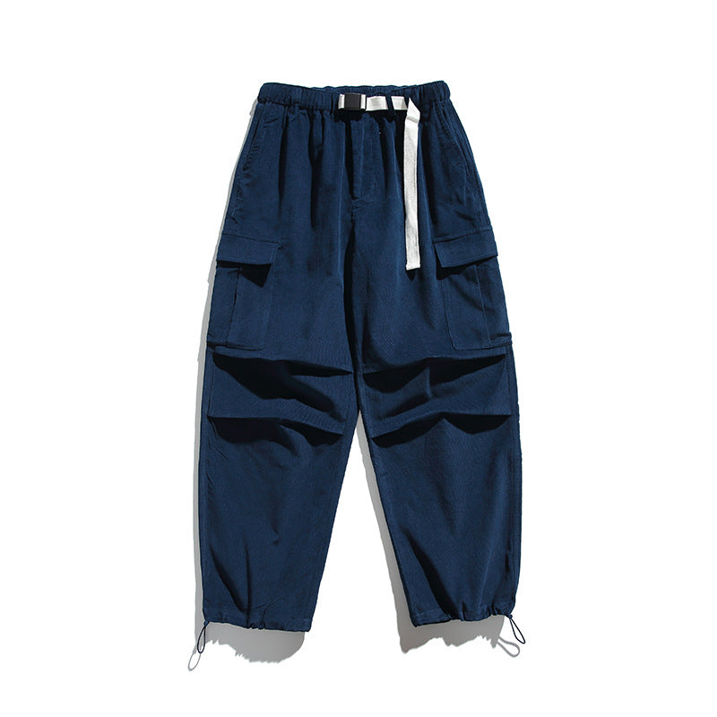 Men's Baggy Cargo Pants with Elastic Waistband, Utility Pockets and Drawstring Closure Mune Fashion