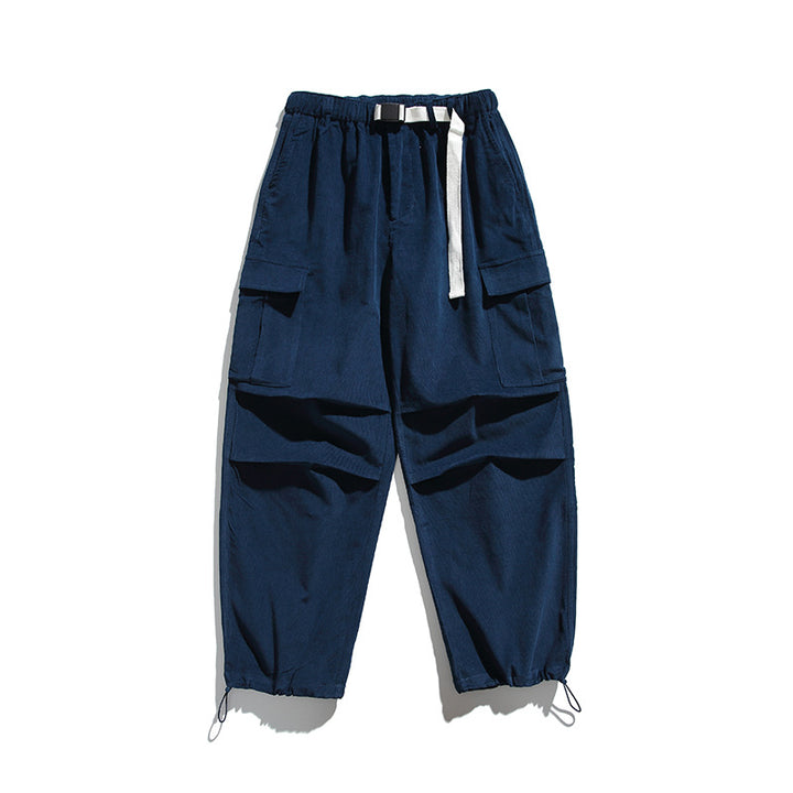 Men's Baggy Cargo Pants with Elastic Waistband, Utility Pockets and Drawstring Closure Mune Fashion