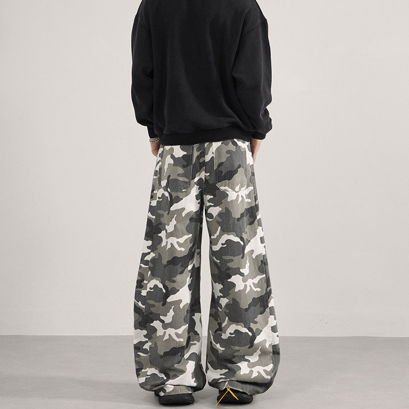 Men's Extra Wide Cargo Pants in Palazzo Cut with Camouflage Print Mune Fashion