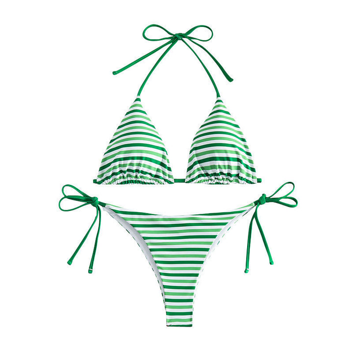 Women's Triangle Bikini with adjustable ties and contrasting stripes Mune Fashion