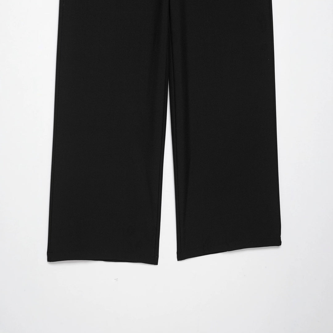 Women's Wide High Waist Pants with Stud Accents and Decorative Pearls Mune Fashion