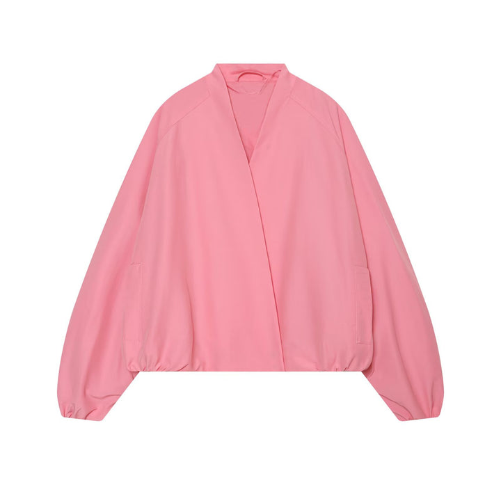 Ladies Cropped Kimono Jacket with Dropped Sleeves and Elastic Waist Mune Fashion